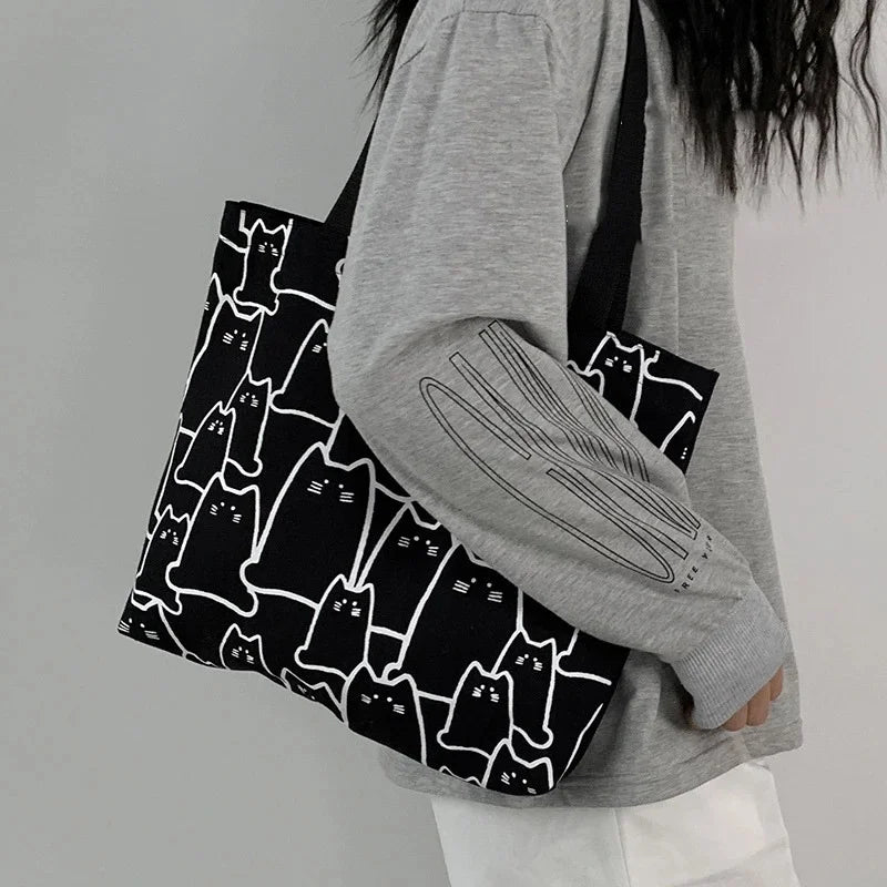 Guiding Millennials' Canvas Tote Bag with Zipper - Japanese Designer Bag