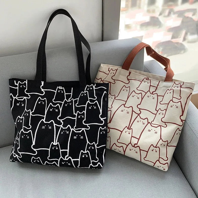 Guiding Millennials' Canvas Tote Bag with Zipper - Japanese Designer Bag