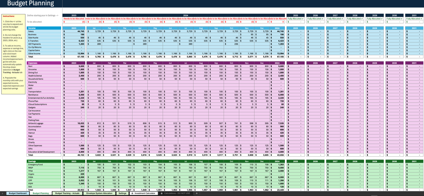 Ultimate Excel Personal Budget Tracker (BESTSELLER)