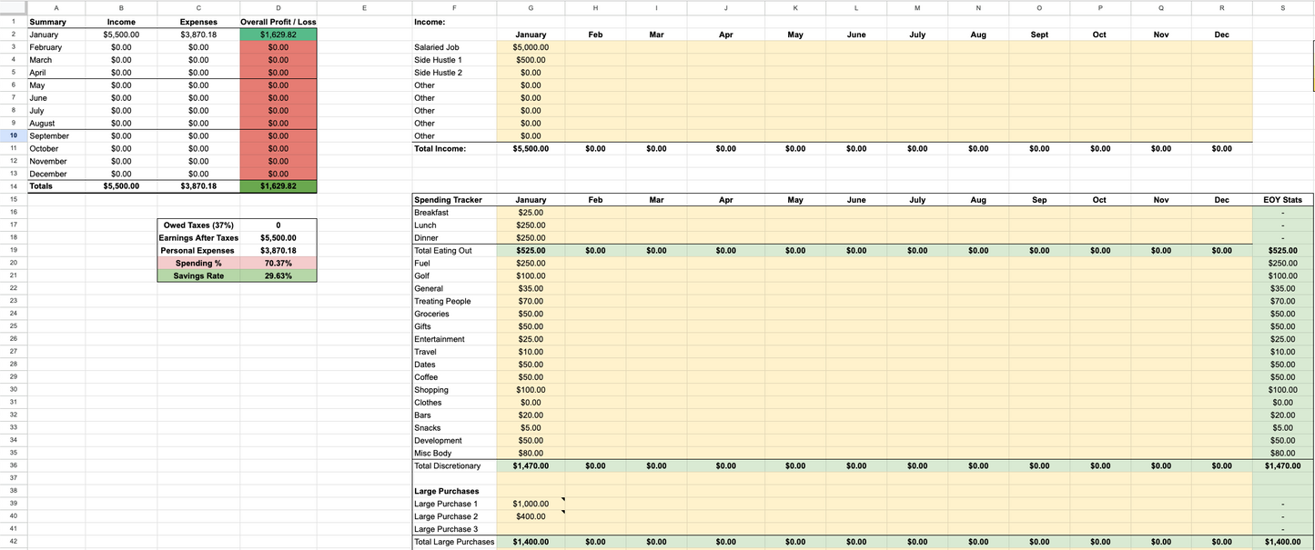 Personal Financial Master Tracker