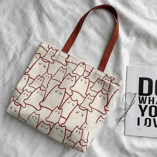 Guiding Millennials' Canvas Tote Bag with Zipper - Japanese Designer Bag