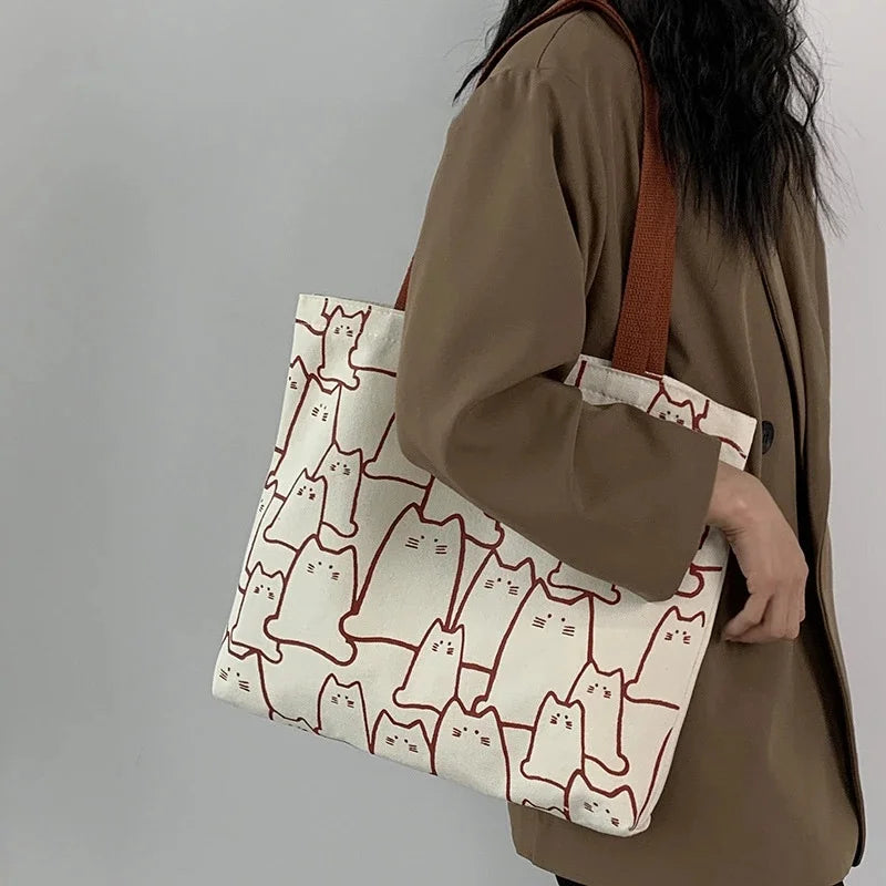 Guiding Millennials' Canvas Tote Bag with Zipper - Japanese Designer Bag